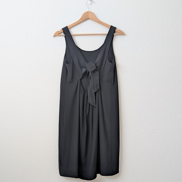 Madewell Black Silk Sleeveless Mini Dress with Tie Back Size Small - Picture 2 of 10